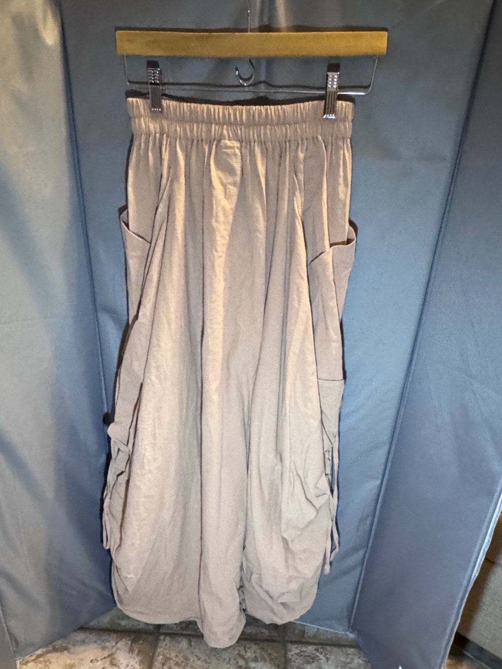 Thaluta 100% Cotton Boho Skirt One Size Cinch Length Large Pockets Elastic Waist